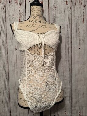 Free People White Lace One-Piece Lingerie Bodysuit